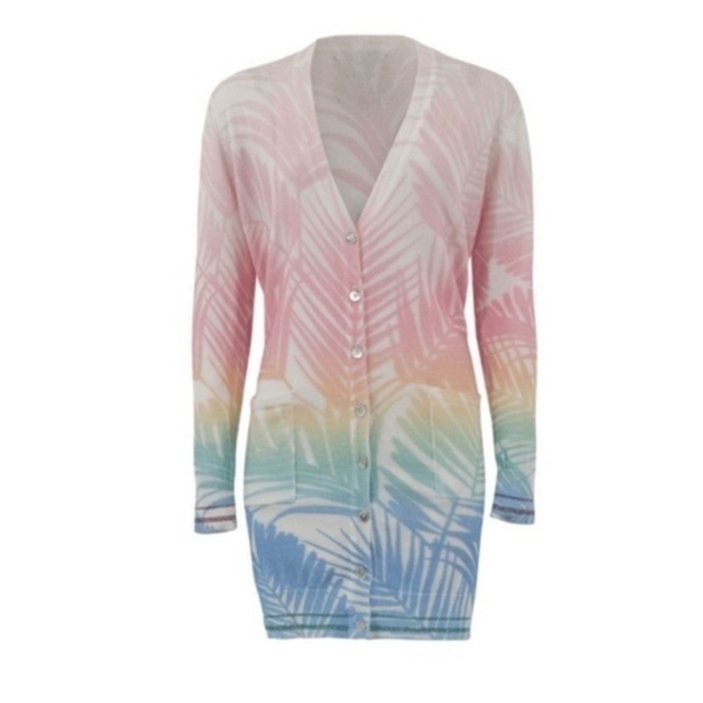 ✅ Le Superbe Cardigan Multi Beach Fade Palms